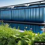 Home 13 통합 수자원 관리의 비용 효과 분석 - A modern urban rooftop garden equipped with a state-of-the-art rainwater harvesting system featuring...