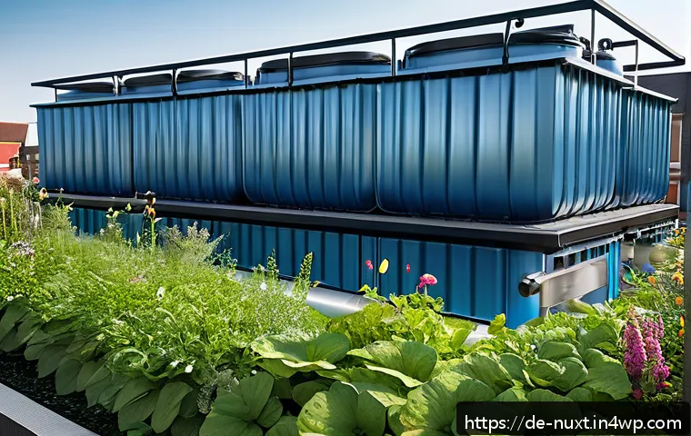 통합 수자원 관리의 비용 효과 분석 - A modern urban rooftop garden equipped with a state-of-the-art rainwater harvesting system featuring...