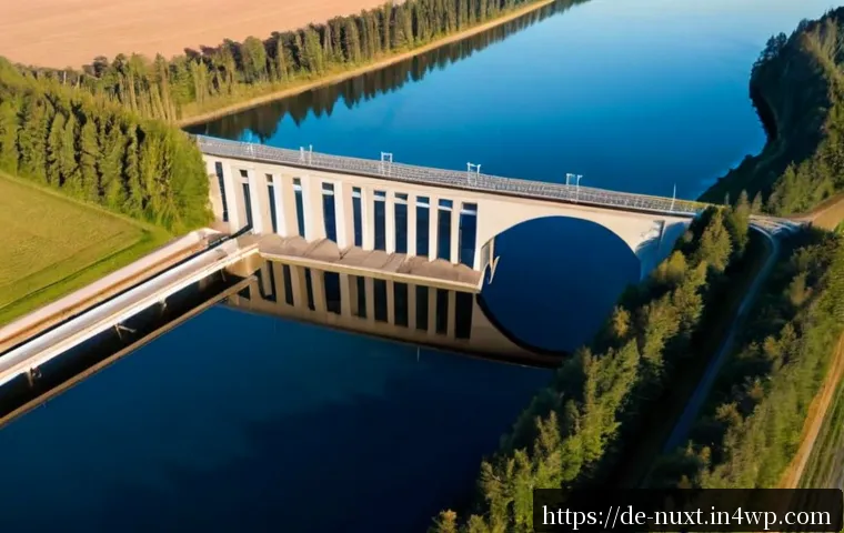 지방 정부의 수자원 관리 역할 - Photorealistic aerial view of a German municipal water reservoir at sunrise, a small local governmen...